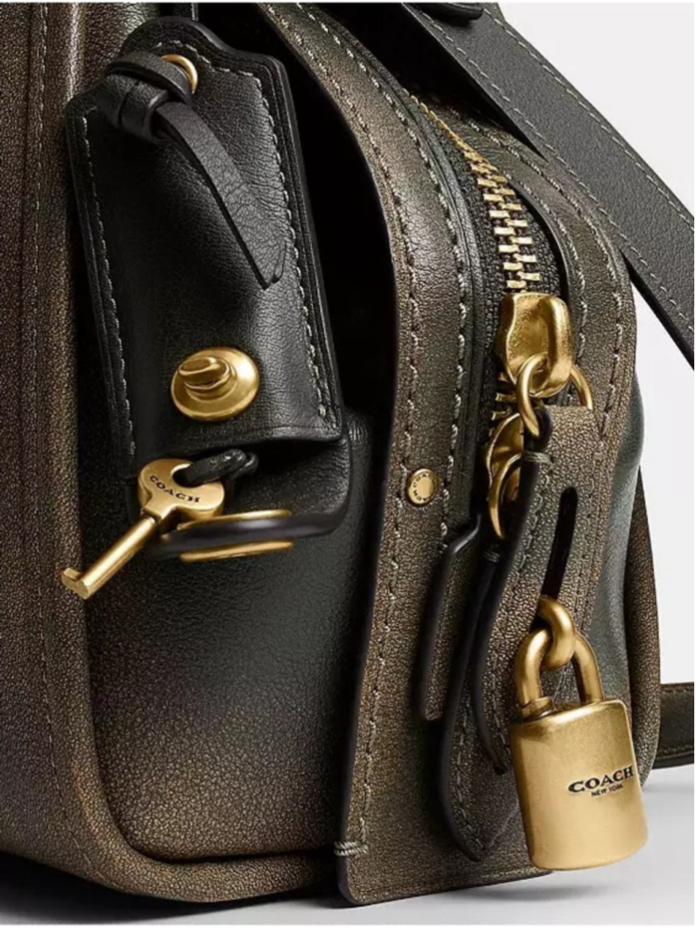 NEW Coach Rogue 31 CEN42 Green Loved Leather Full Grain Shoulder Crossbody Bag N - Picture 6 of 16